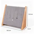 Holz Schmuckständer schräger Halsketten Display Ständer mit grauer Samt Oberfläche. - Walnuss Schräge Halskette Ständer Dunkelgrau