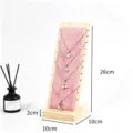 Rosa Samt Halsketten Display Ständer Holz Schmuck Halter Vitrine Organizer 26cm neu - Halsketten-Display-Board mit Mehreren Steckplätzen