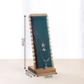 Holz Halsketten Display Ständer 12 Schlitze grüne Samt Schmuck Halter Organizer 27cm - Bambus 12-Slot Stil / Grün
