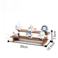 Espositore a gradini in legno per action figures e oggetti da collezione, 2 livelli. - Scaffale a 2 Livelli / Colore noce