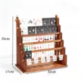 Wooden earring display stand multi tier jewelry holder and organizer rack for studs - Walnut Color 6-Tier Horizontal Bar