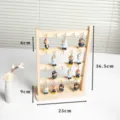 Wooden keychain display stand with hooks for jewelry and small accessories storage. - Natural Wood (20 Hooks) Display Stand