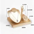 Gold PU leather jewelry display stand set necklace earrings ring holder showcase organizer storage - Champagne
