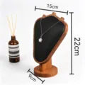 Walnuß Ziegenhorn Halskette Display Ständer Holz Schmuck Halter für Schaufenster - Walnuss Ziegenhorn Halskettenregal (Schwarzes Leder)