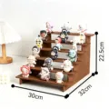 Espositore a gradini in legno di noce a 5 livelli per action figures, organizer da scrivania. - Scaffale a 6 Livelli / Colore noce