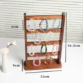 Espositore per gioielli in legno massello con ganci per bracciali e portachiavi. - Supporto Espositore Colore Noce (20 Ganci)