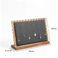 Holz Halsketten Display Stand mit schwarzem PU Leder, 30cm langer Schmuckhalter für den Laden. - Walnuss Groß Stil / Schwarz
