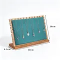 Holz Schmuckständer für Halsketten und Armbänder mit grünem Samtbrett Größe 30x8.5x20cm - Walnuss Groß Stil / Grün