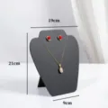 Black PU leather necklace and earring display stand bust with dimension markers for retail showcase. - Black (Small Apple Shape)