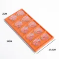Mehrfacher Brillen-Präsentationstablett-Set mit stilvollen silbernen Metallgestell-Brillen für Laden. - 5 Fächer / Orange