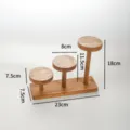 Walnut wooden tiered display stand for jewelry, action figures and accessories storage. - Style B Walnut Color 3 Round Discs
