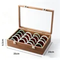 Black walnut wooden bracelet storage box with glass lid, multi-slot jewelry display case. - 40 Slots Bangle Box / Walnut Grain With Red Interior