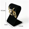 Black velvet jewelry display stand, Z-shaped earring holder, compact size 8.5x5x5.5cm. - S-shaped Velvet Style / Height 8.5cm / Black