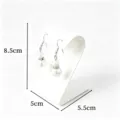 White jewelry display stand set with pearl earrings, desktop showcase for retail. - S-shaped Leather Style / Height 8.5cm / White