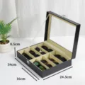 8-Schlitz Sonnenbrille Aufbewahrungsbox mit Glasdeckel, schwarzer Leder Display Organizer. - 8er Set / Schwarz