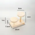 Wooden 2-Tier Display Stand Natural Wood Jewelry Holder & Figure Storage Shelf 15cm - Style A Natural Wood 2 Round Discs