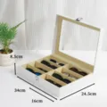8 Steckplätze Sonnenbrille Aufbewahrungsbox Vitrine Klarsichtdeckel Weiß PU Leder - 8er Set / Weiß
