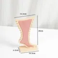 Espositore per cavigliera in legno, supporto per gioielli a forma di piede con pannello. - Bambù Rosa