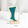 Espositore per gioielli in legno per cavigliere e collane con inserto in velluto verde. - Bambù Verde