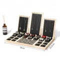 Wooden jewelry display stand set with black PU leather for necklaces, rings, and earrings. - Black Leather Display Set