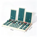 Houten Sieraden Display Stand Set Groene Fluweel Houder voor Kettingen Ringen Oorbellen - Groen Fluweel Display Set