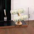 Double layer wooden bracelet display stand with green jade bangles for jewelry - Bamboo Arc Double Tier / Beige