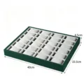 Green watch display tray with multiple slots, velvet pillows, watch storage organizer box 40cm - 24 Grids / 40x33.5x4.5cm / Green