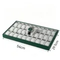 Green 30-slot watch storage tray velvet display box for watch showcase and retail shop display. - 30 Grids / 54x29.5x4.5cm / Green