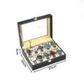 10er schwarze PU Leder Uhrenbox mit klarem Glasdeckel Uhrenkoffer Schmuckaufbewahrung - Schwarzes Leder 10 Fächer