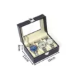 Schwarze PU-Leder Uhrenbox mit Sichtfenster und 3 Fächern, elegante Uhrenaufbewahrung. - Schwarzes Leder 3 Fächer
