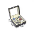 6-Slot PU Leder Uhrenbox mit klarem Glasdeckel, schwarzer Uhrenkoffer fur Herrenuhren. - Schwarzes Leder 6 Fächer Quadratisch