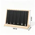 Wooden jewelry display stand necklace holder pendant organizer rack with black PU leather pad. - L / Black PU Leather