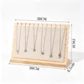 Wooden necklace display stand jewelry holder organizer rack with dimensions 30x19cm - L / Beige Velvet