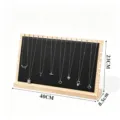 Wooden necklace display stand with black PU leather board for jewelry storage and retail shop. - XL / Black PU Leather