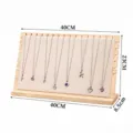 Wooden necklace display stand with beige velvet panel, size 40x23x8.5cm for jewelry shop. - XL / Beige Velvet