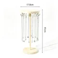 Solid wood necklace display stand round jewelry holder organizer rack with metal hooks 41cm - Natural Wood High 18-Hook