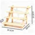 4-tier wooden display stand desktop shelf for jewelry perfume and accessories display - Extended 4-Layer / Natural Wood Color
