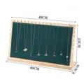 Wooden jewelry display stand with green velvet surface for necklace pendant storage and retail showcase - XL / Green Velvet