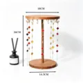 Solid wood circular jewelry display stand, necklace and bracelet hanging rack detail view. - Walnut Low 18 Hooks
