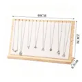 Wooden necklace display stand jewelry organizer rack for retail store and showcase use. - XL / White PU Leather