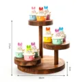 Solid wood 3-tier jewelry display stand bracelet watch multi-layer rotating storage rack - Walnut Color Tiered Triple Round Plate
