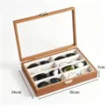 Wooden 8-Slot Sunglasses Storage Box Glass Lid Glasses Organizer Display Case Holder - Black Walnut 8 Slots Case (Gray Interior) / 8 Pieces