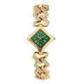 Vista dettagliata dell'orologio da donna di lusso con strass e quadrante verde numeri romani. - Colore Oro Verde