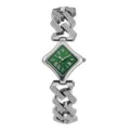 Orologio donna quarzo strass quadrante verde rombo lusso bracciale elegante chic - Argento Quadrante Verde