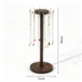 Soporte de Exhibición de Collar Giratorio de Madera Organizador de Joyas con Ganchos 40cm. - Estilo Alto de 12 Ganchos / Negro