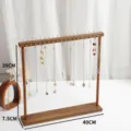 Espositore per collane in legno massiccio grande supporto per catene e bracciali - Doppia Faccia 36 Ganci / Colore noce