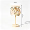 Wooden jewelry display stand with hooks, round base and top tier for necklaces and bracelets. - 12 Hooks Low Style / Natural Wood Color