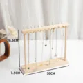 Solid wood necklace display stand, multi-hook jewelry storage rack for bracelets and chains. - Double-sided 24 Hooks / Natural Wood Color