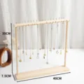 Solid wood necklace display stand, jewelry rack organizer for bracelets and chains. - Double-sided 36 Hooks / Natural Wood Color
