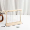 Solid wood necklace display stand, jewelry organizer rack with metal hooks for bracelets and chains. - Single-sided 12 Hooks / Natural Wood Color